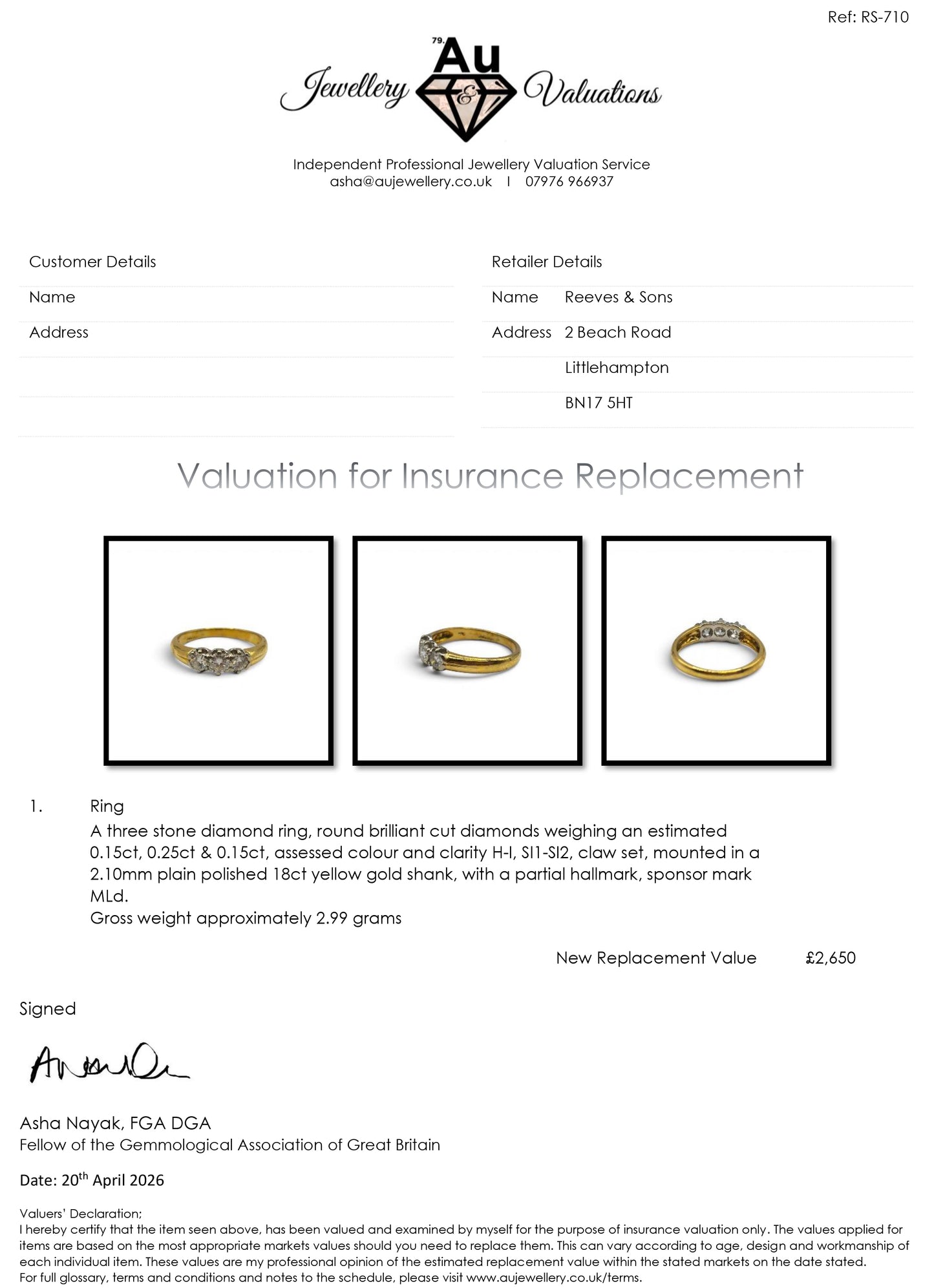 18ct yellow gold three stone diamond ring Sh24964l