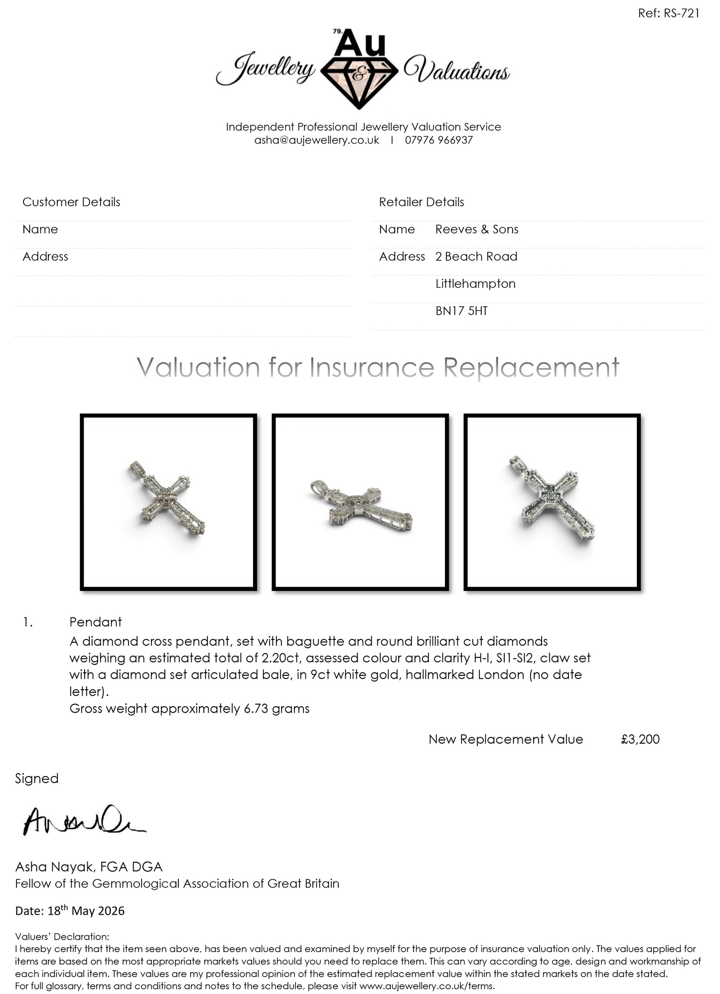 9ct white gold diamond cross pendant Sh26531b