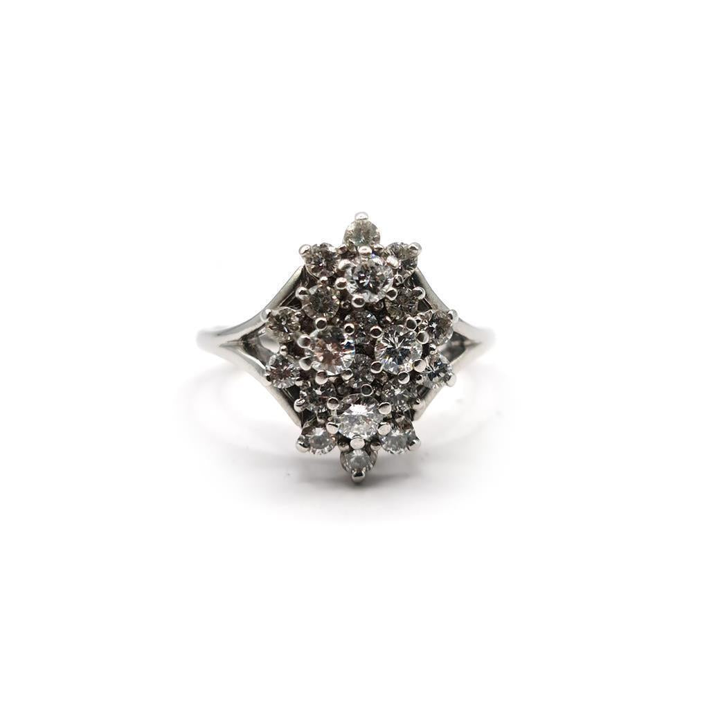 14ct white gold 1.12 carat diamond cluster ring