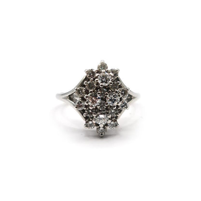 14ct white gold 1.12 carat diamond cluster ring