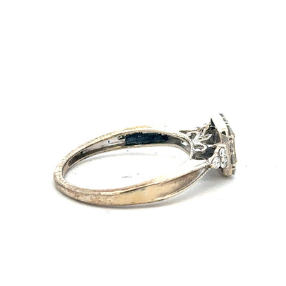 9ct White Gold Diamond Ring Size N 2.3g