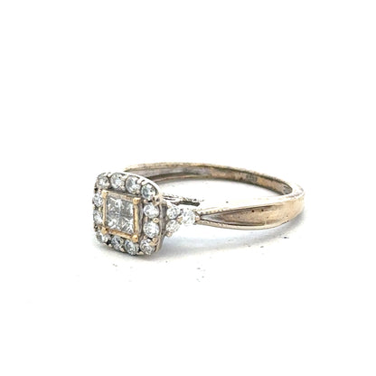 9ct White Gold Diamond Ring Size N 2.3g