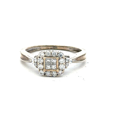 9ct White Gold Diamond Ring Size N 2.3g
