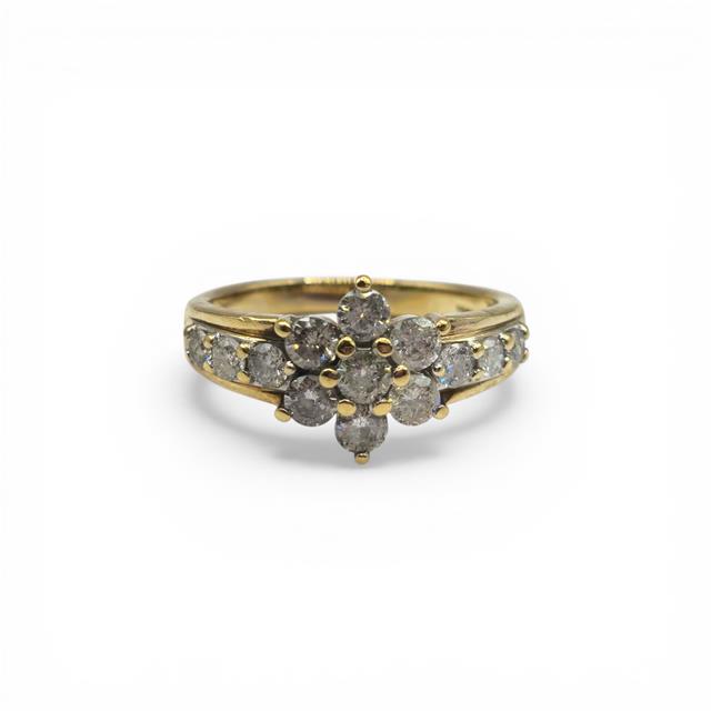9ct yellow gold diamond cluster ring sh24694l