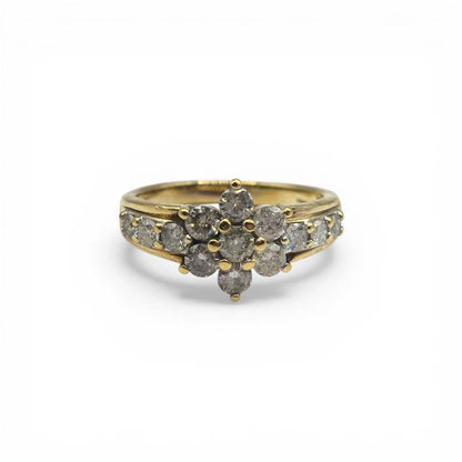 9ct yellow gold diamond cluster ring sh24694l