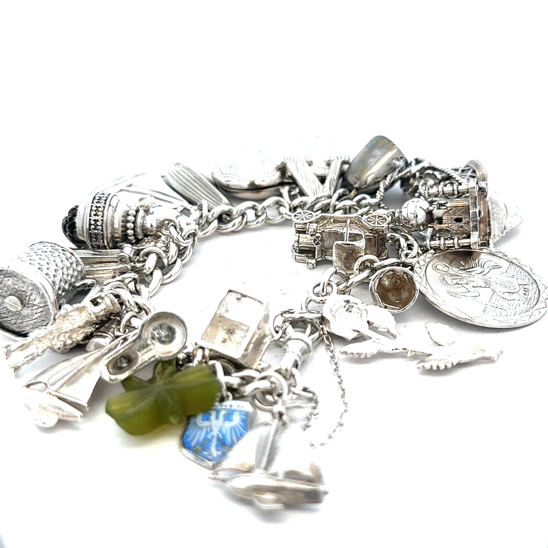 Silver charm bracelet 83.4g (sh24670l)