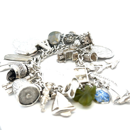 Silver charm bracelet 83.4g (sh24670l)