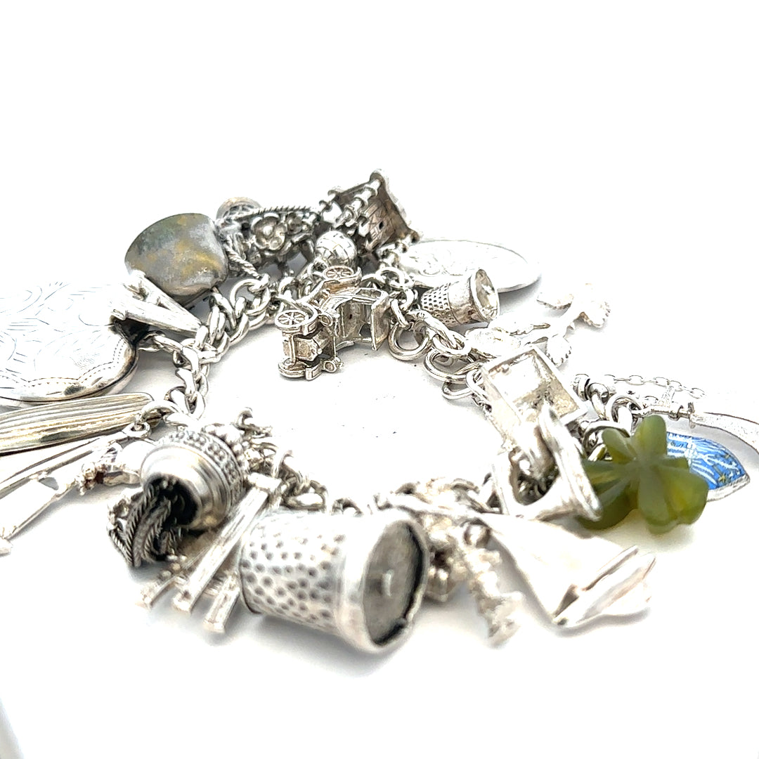 Silver charm bracelet 83.4g (sh24670l)