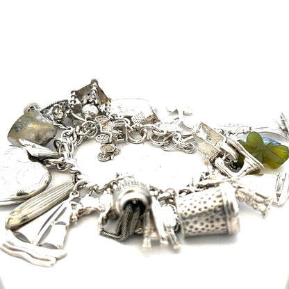 Silver charm bracelet 83.4g (sh24670l)