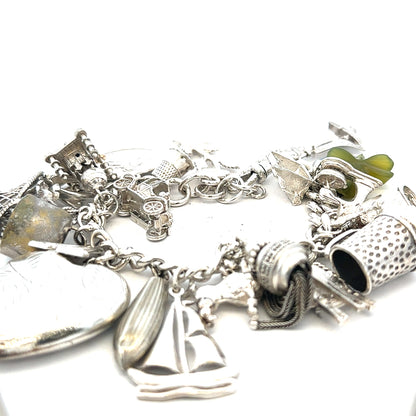 Silver charm bracelet 83.4g (sh24670l)