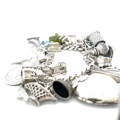 Silver charm bracelet 83.4g (sh24670l)