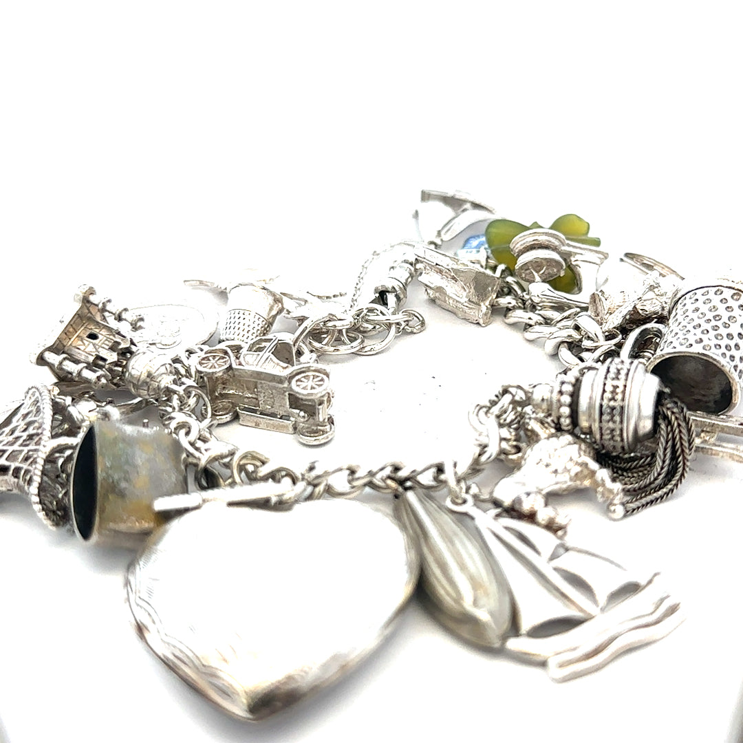 Silver charm bracelet 83.4g (sh24670l)
