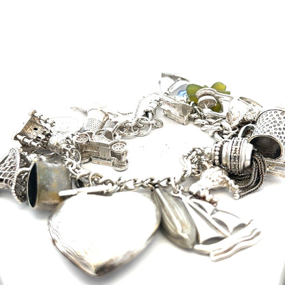 Silver charm bracelet 83.4g (sh24670l)