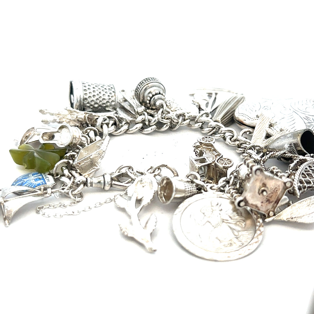 Silver charm bracelet 83.4g (sh24670l)