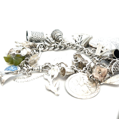 Silver charm bracelet 83.4g (sh24670l)