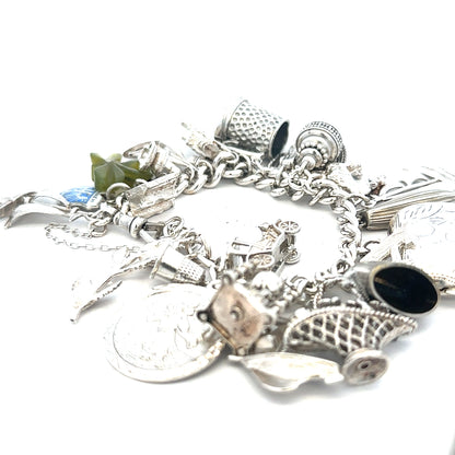 Silver charm bracelet 83.4g (sh24670l)
