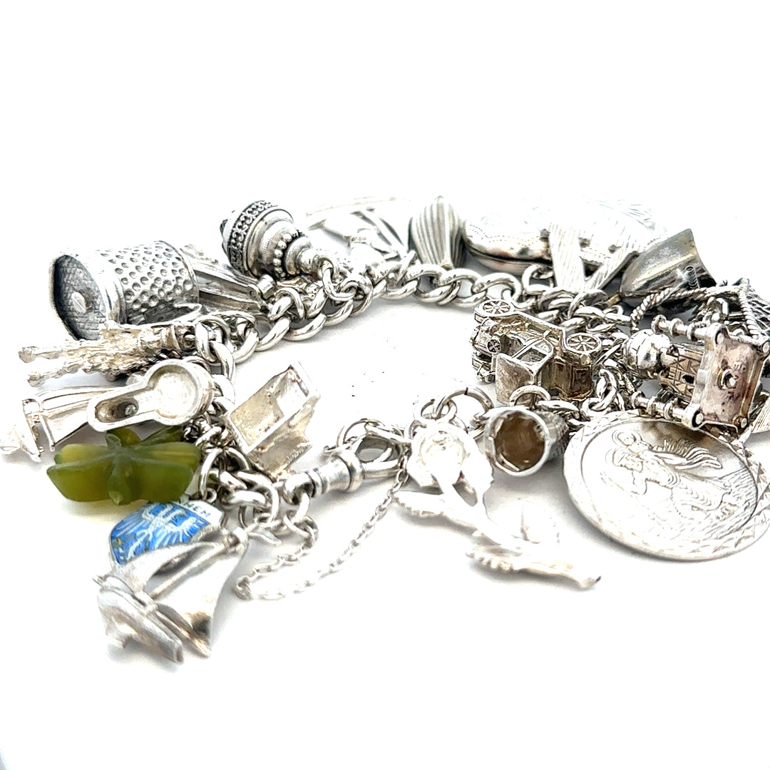 Silver charm bracelet 83.4g (sh24670l)