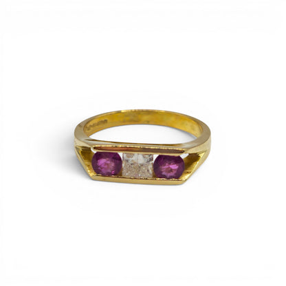 18ct yellow gold ruby and diamond ring Sh26387b