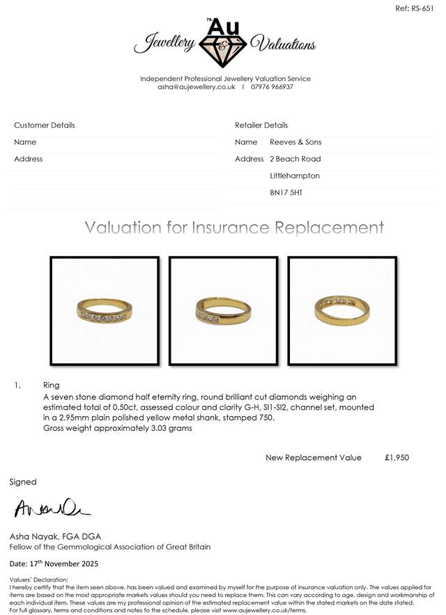 18ct yellow gold half eternity diamond ring  sh24049l