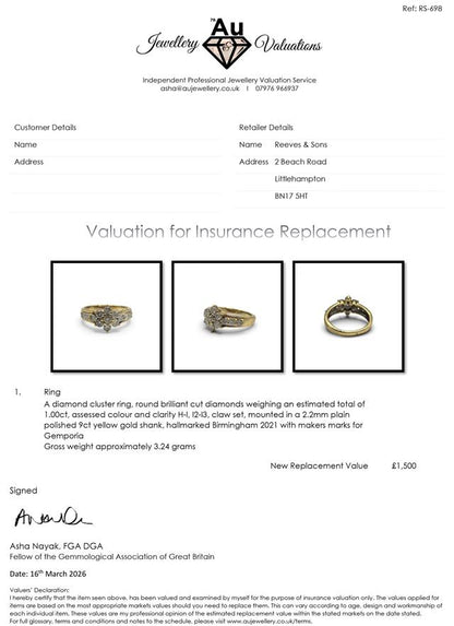 9ct yellow gold diamond cluster ring sh24694l