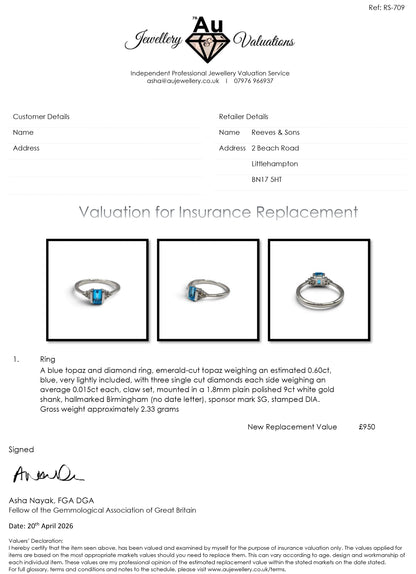 9ct white gold topaz and diamond ring Sh26210b