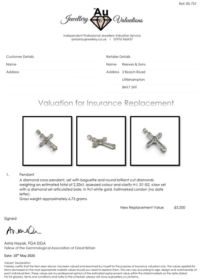 9ct white gold diamond cross pendant Sh26531b