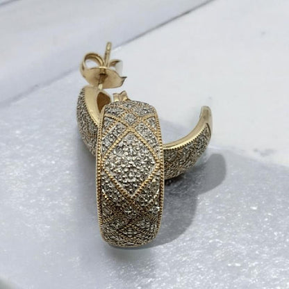 9ct gold diamond half hoop earrings  sh23027b
