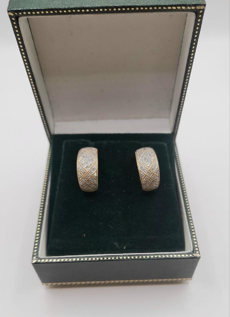 9ct gold diamond half hoop earrings  sh23027b