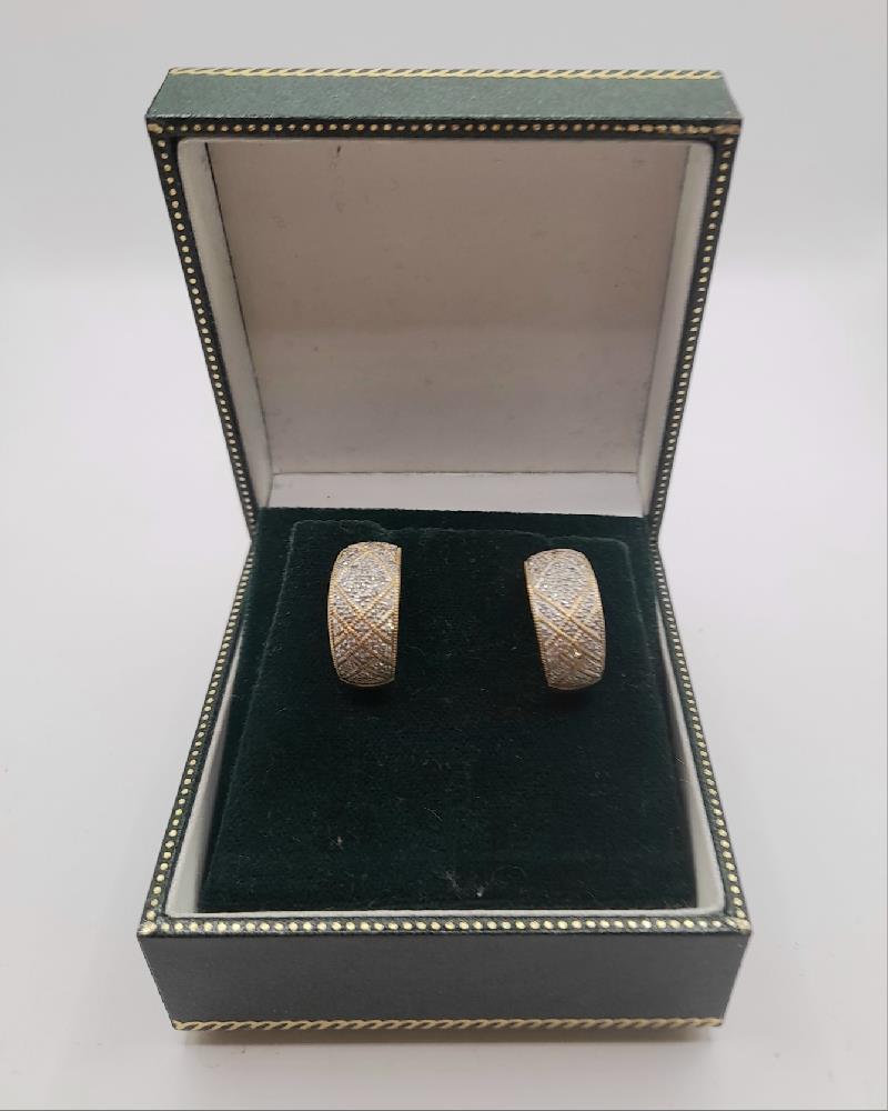 9ct gold diamond half hoop earrings  sh23027b