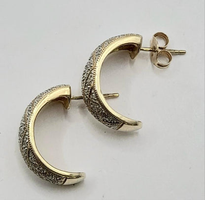 9ct gold diamond half hoop earrings  sh23027b