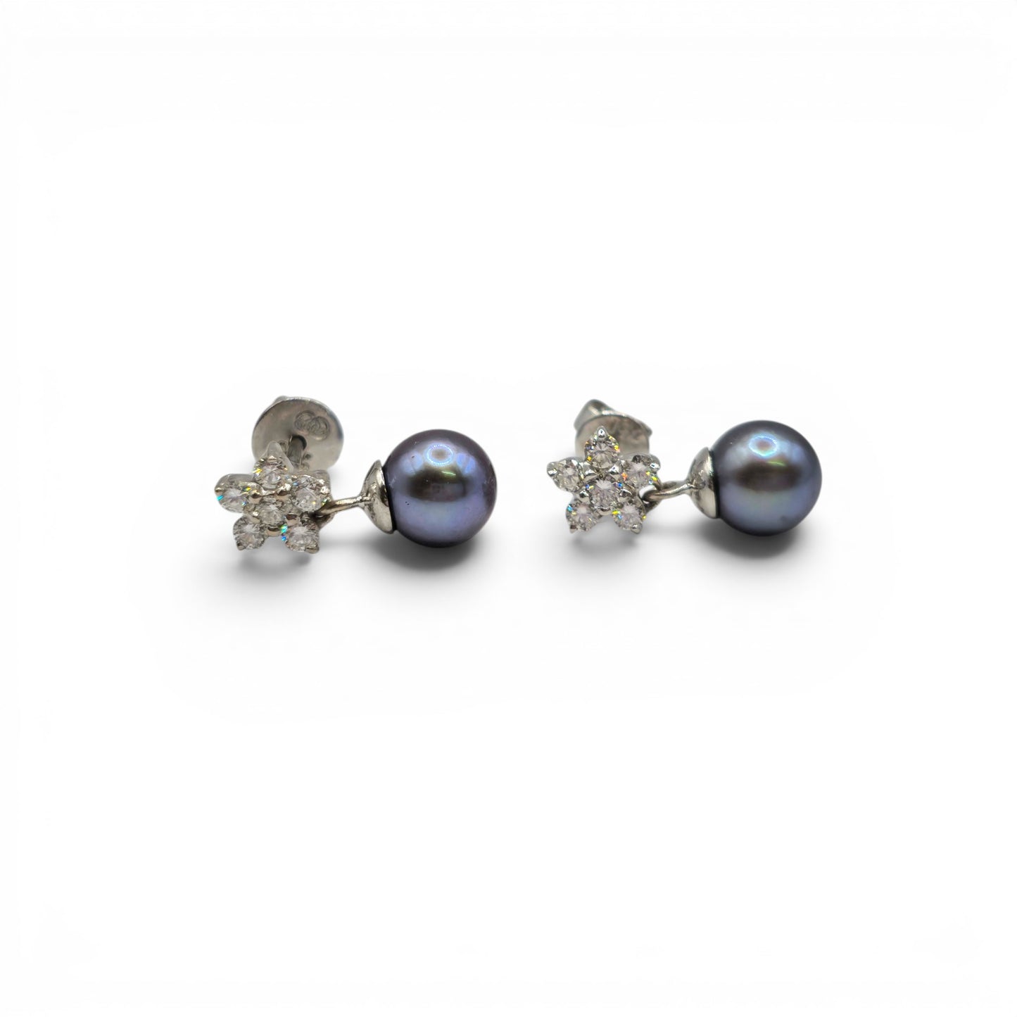 18ct white gold diamond and pearl earings sh24735l