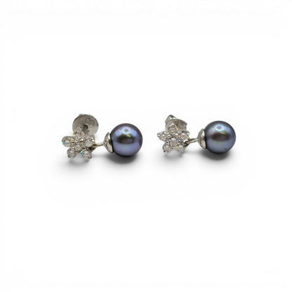 18ct white gold diamond and pearl earings sh24735l