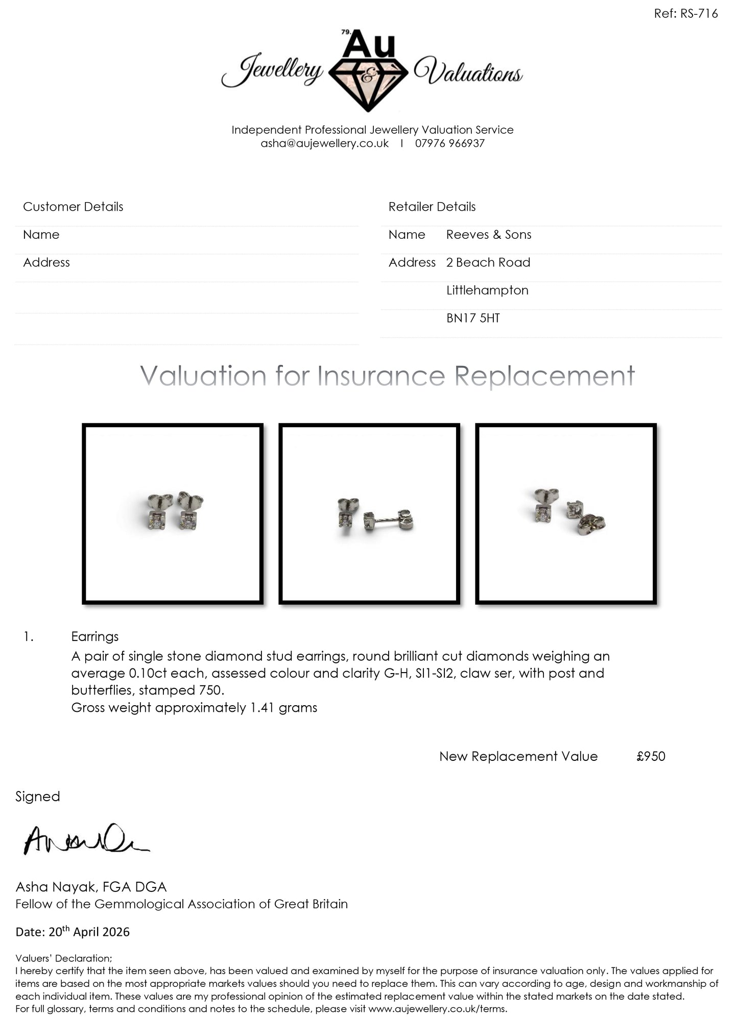 18ct white gold diamond stud earings sh24956l