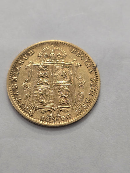 1890 half sovereign coin, queen Victoria (sh26868b)