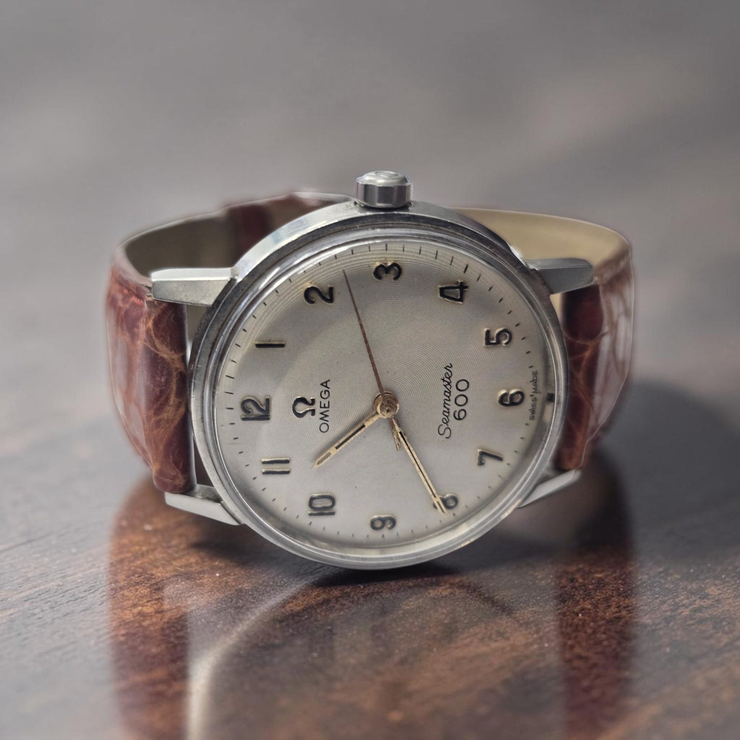 Vintage omega seamaster 600, Swiss made, brown leather strap (sh26900b)